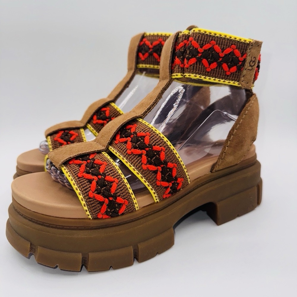 Ugg Ashton Heritage Braid Sandal Women's Size 8 Brown Suede Orange‎